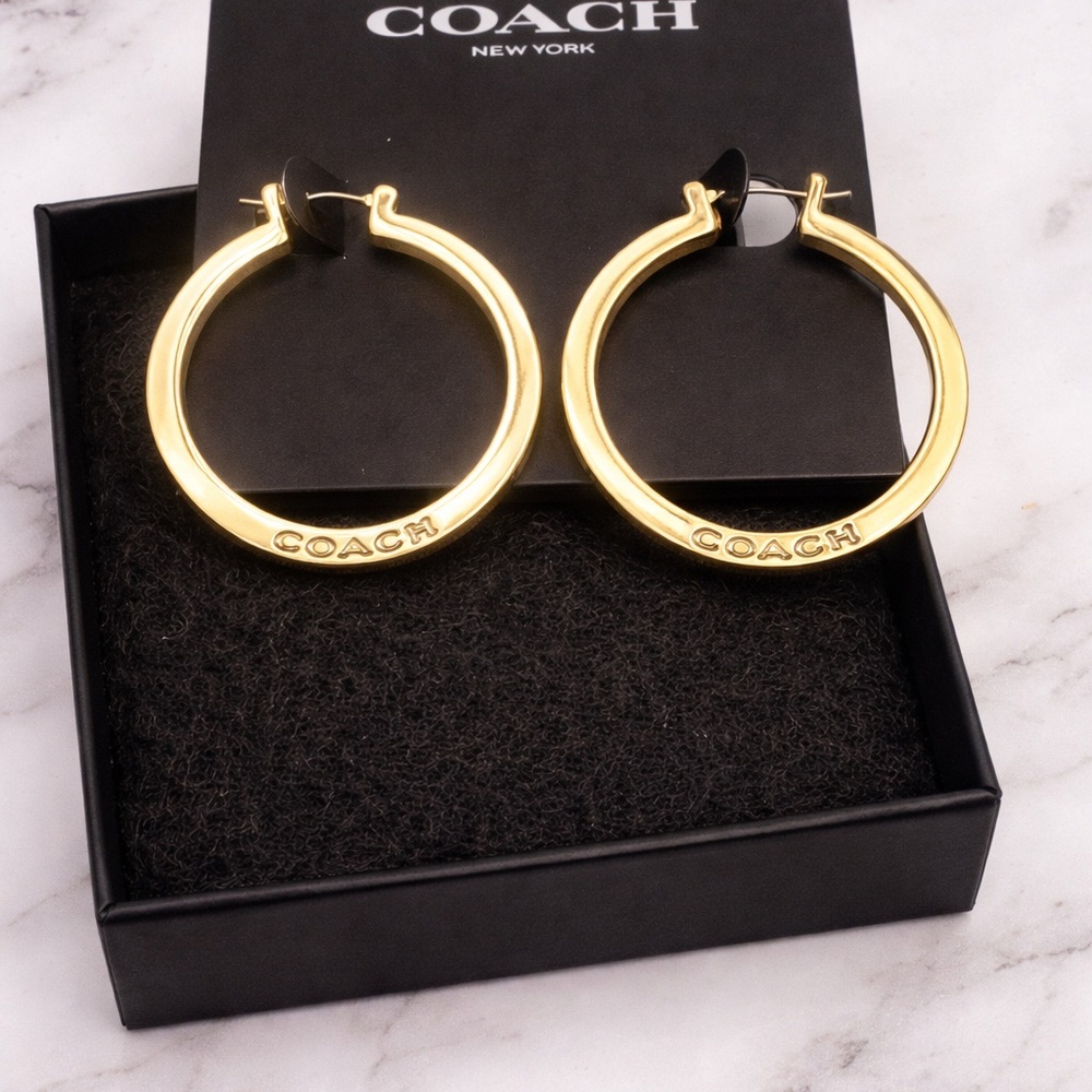 Coach Shiny Gold Hoop Earrings